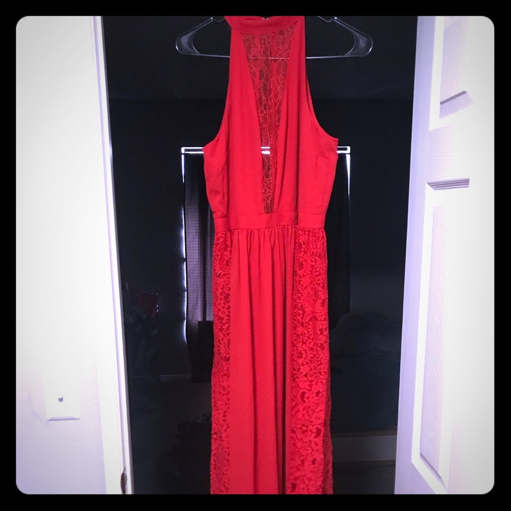 Red floor length size 6 Express dress.