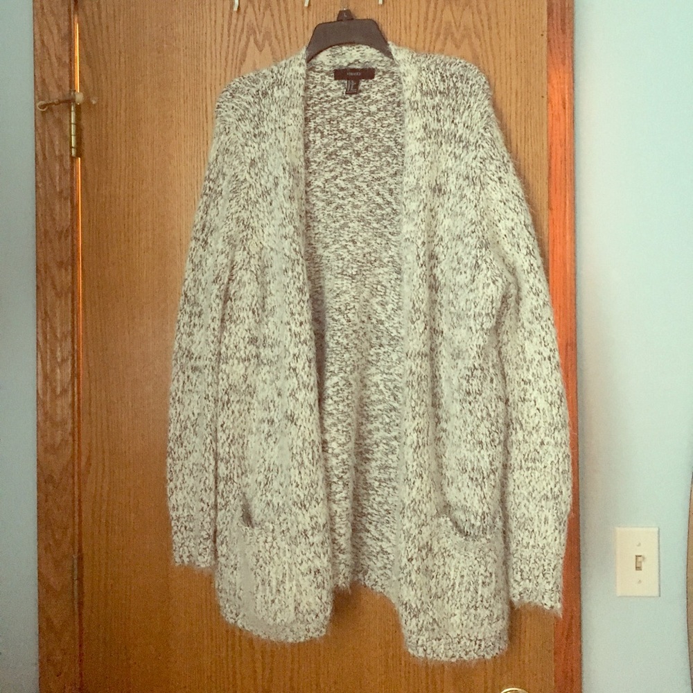 Gray, black and white sweater