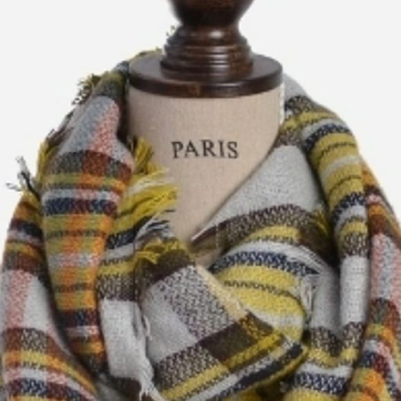 Lemon Plaid Tartan Infinity Scarf - Picture 2 of 5