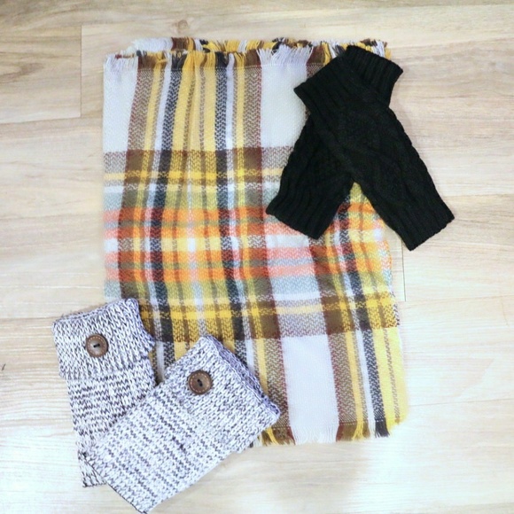 Lemon Plaid Tartan Infinity Scarf - Picture 4 of 5