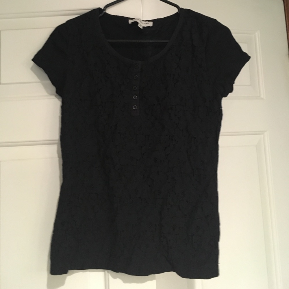 Lace floral patterned black shirt