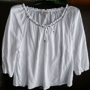 White boho shirt from The Loft size Large