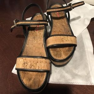 Prada cork wedge sandals size 39