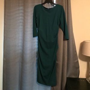 Green Christina Ponte Day Ruched Dress