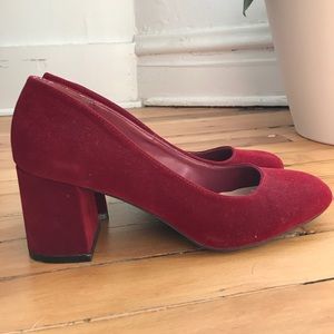 Burgundy Block Heels