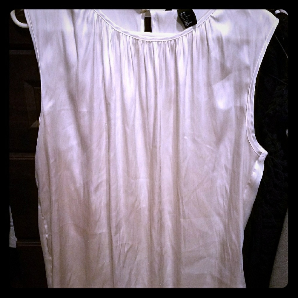 H&M White Silk Tank Top