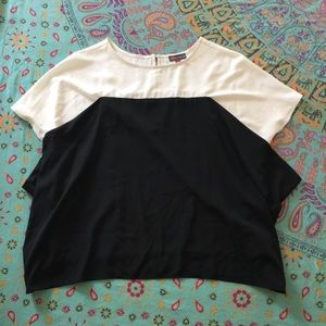 Vince Camuto White and Black Loose Fit Abstract