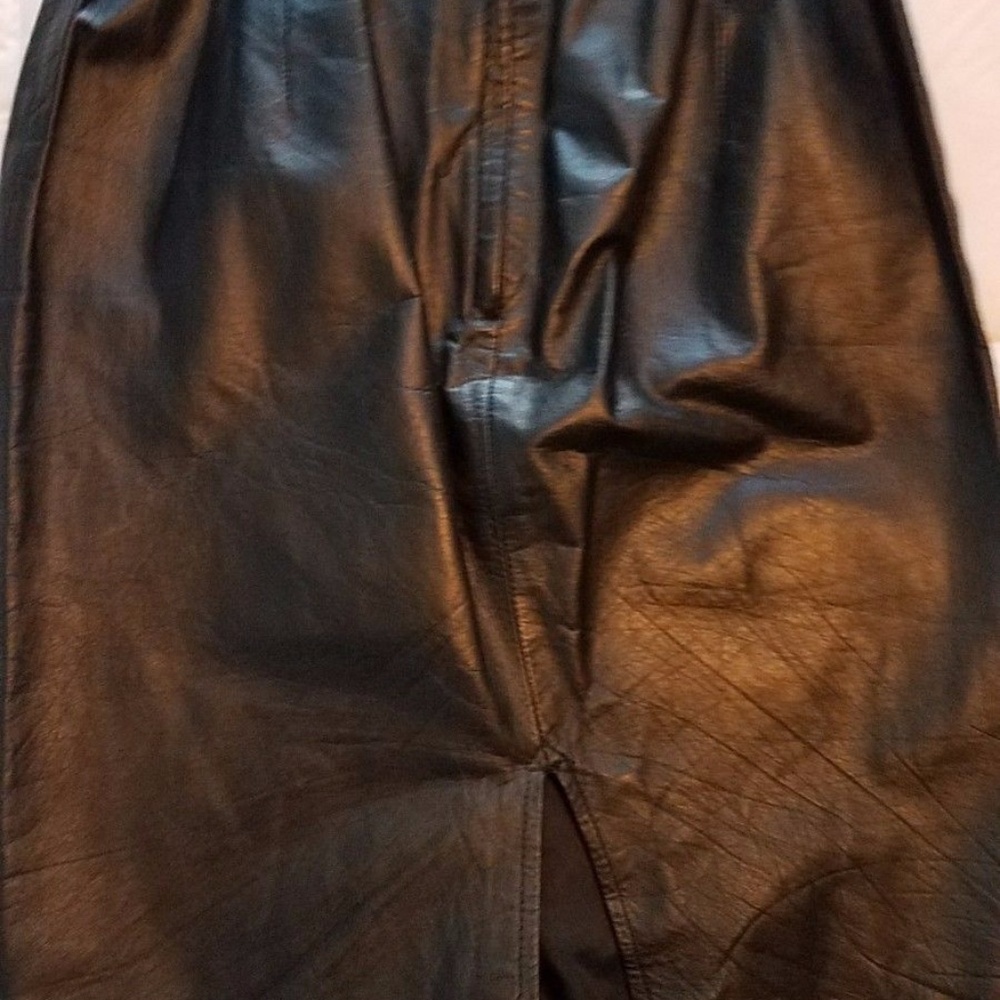 Vintage Womens Pelle Cuir Black Panel Pencil Skirt - Picture 7 of 8