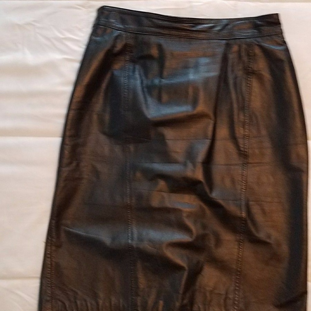 Vintage Womens Pelle Cuir Black Panel Pencil Skirt - Picture 5 of 8