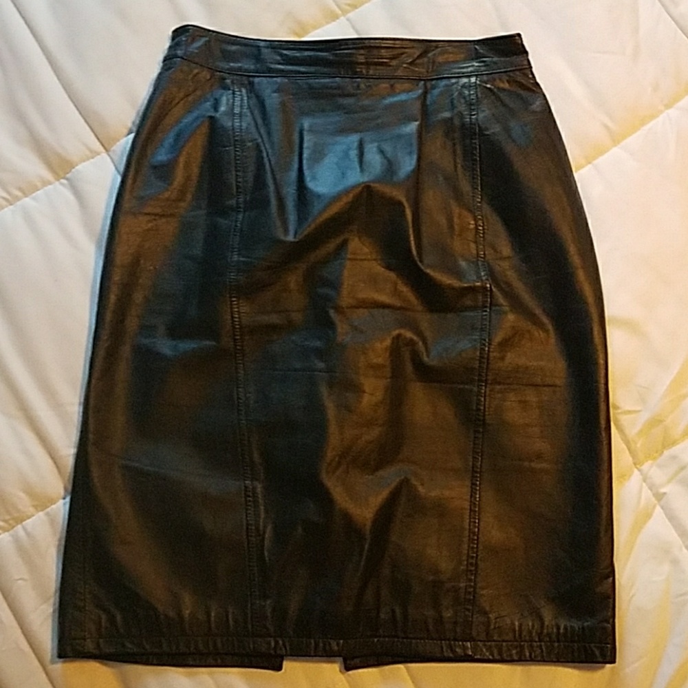 Vintage Womens Pelle Cuir Black Panel Pencil Skirt - Picture 3 of 8