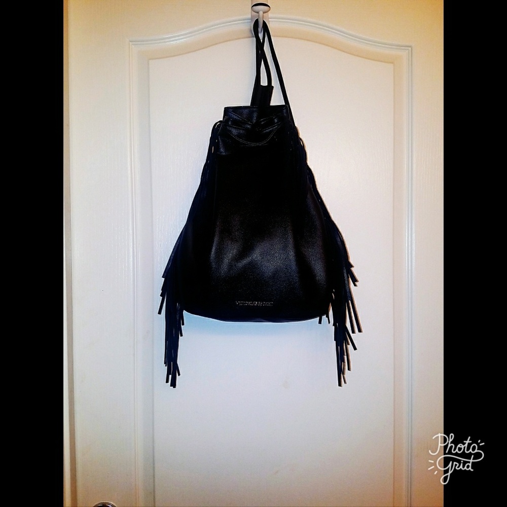 Vegan Leather Fringe Backpack