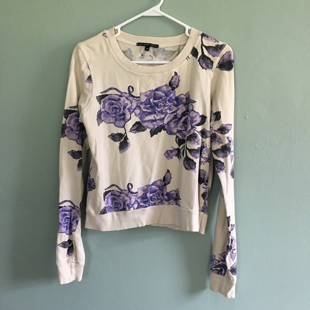 Floral print pull over sweatshirt