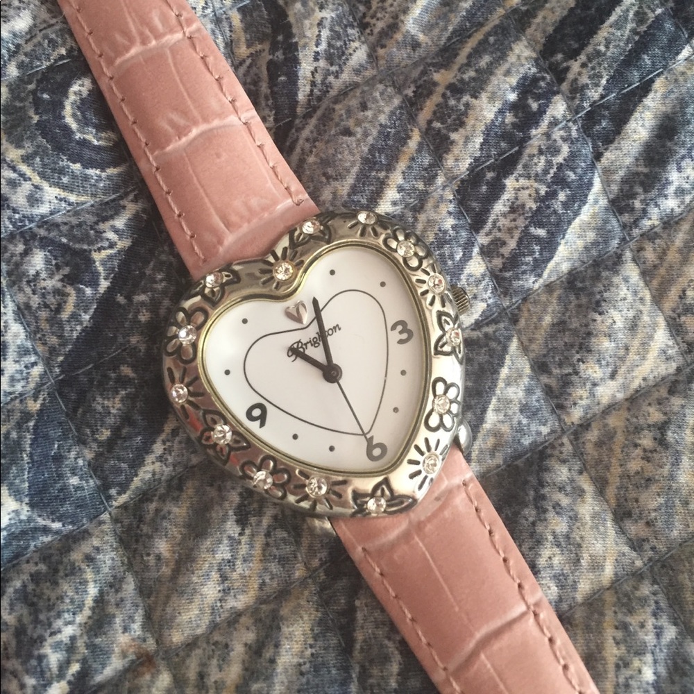 Sweet pale pink Brighton watch heart leather band