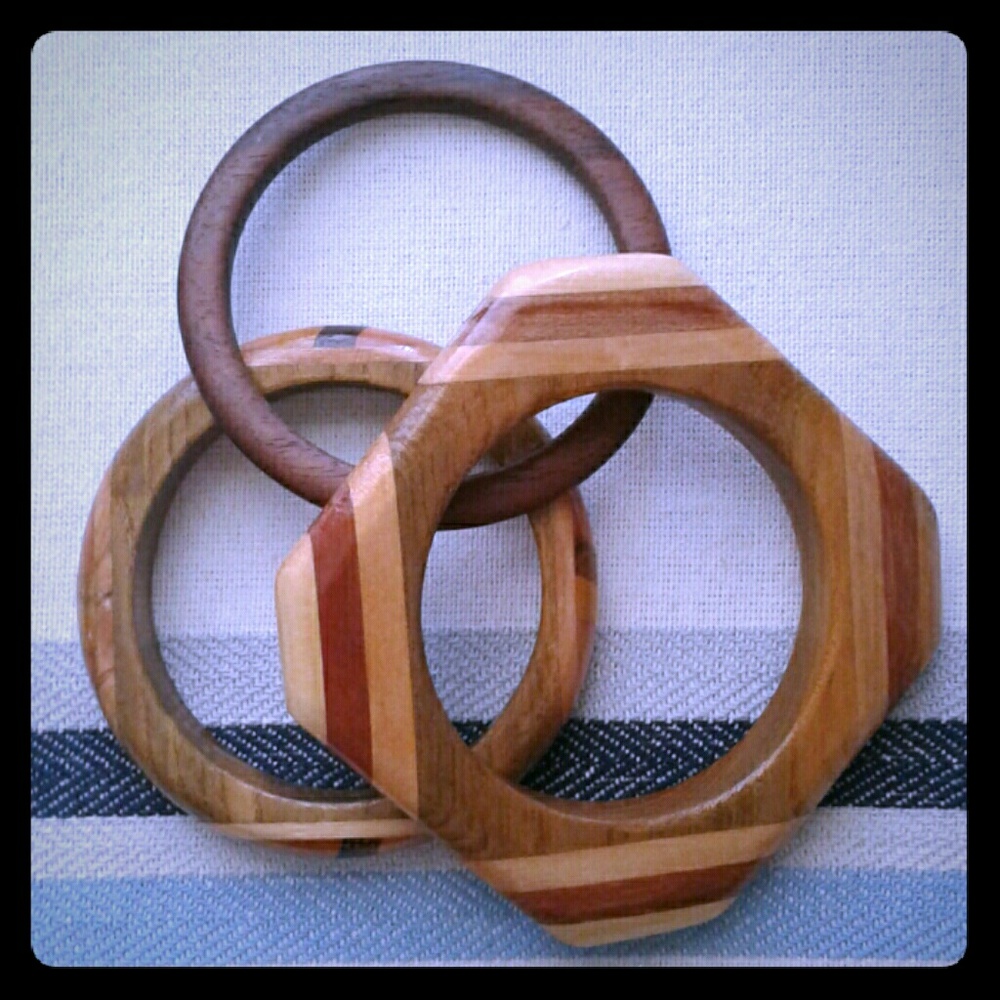 Trio of Wooden Bangles