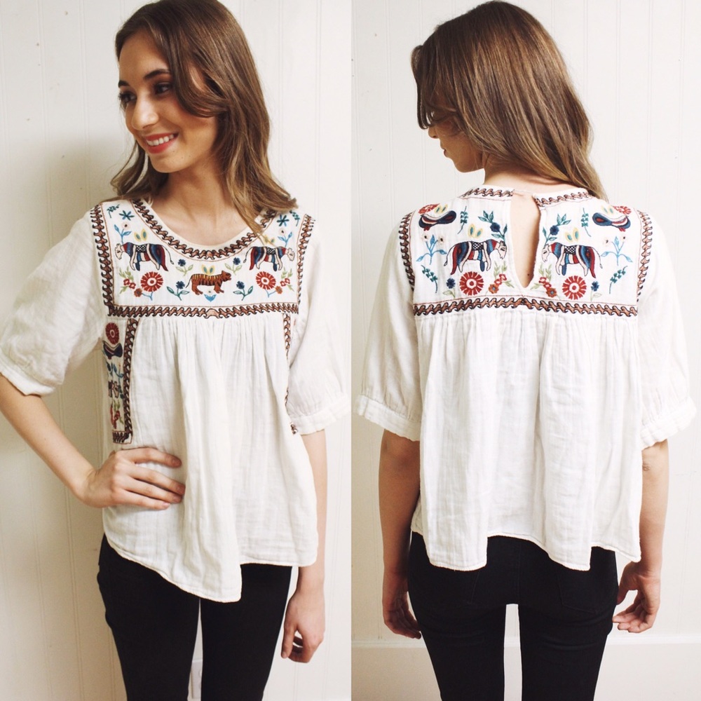 Zara embroidered blouse