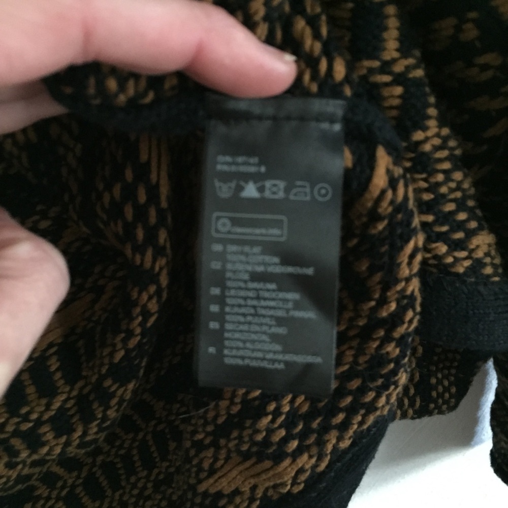 HM H&M STRETCH BOHO PATTERN OPEN WOVEN BLAZER JACKET TAN BLACK TRIBAL SOHO XS - Picture 4 of 13