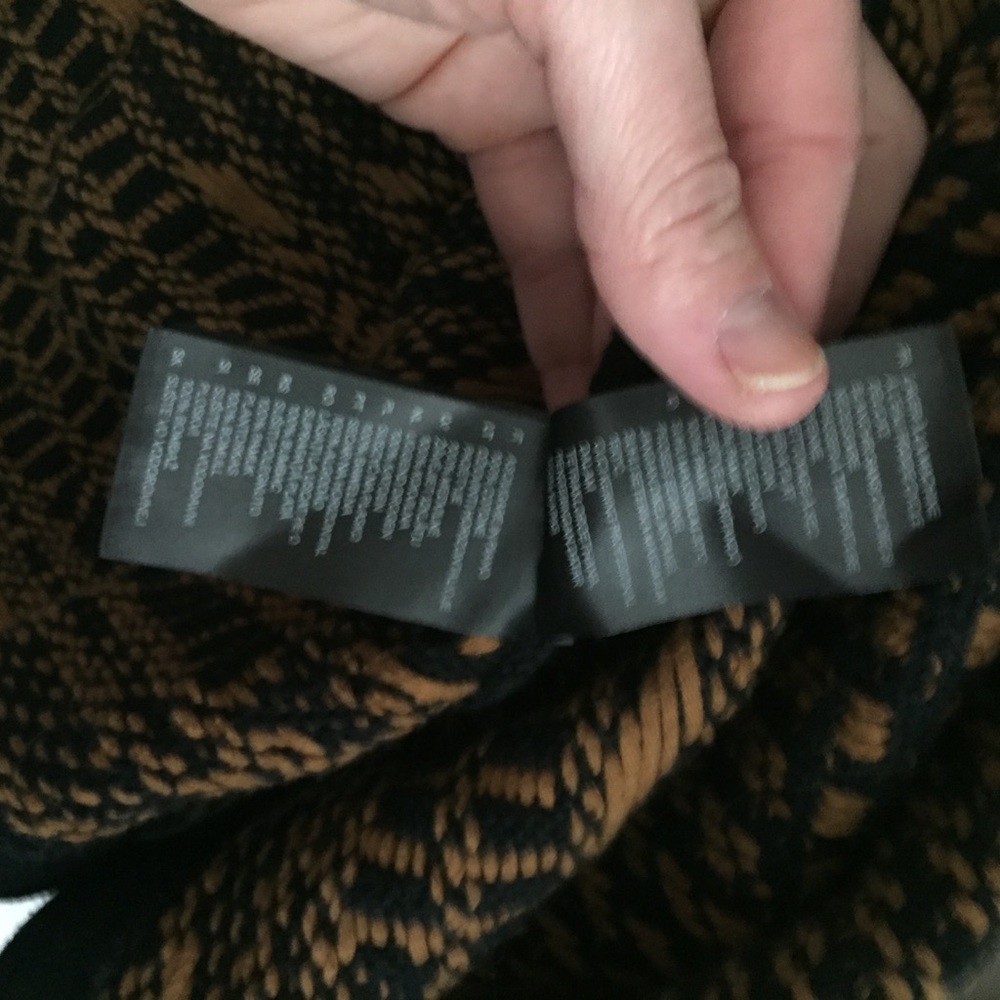 HM H&M STRETCH BOHO PATTERN OPEN WOVEN BLAZER JACKET TAN BLACK TRIBAL SOHO XS - Picture 5 of 13
