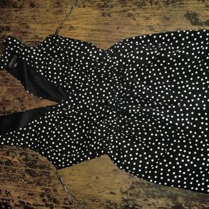 Black and white polka dot romper