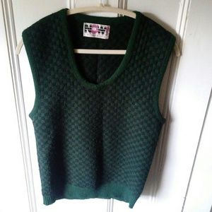 NOW! FOREST GREEN AND BLACK CHECKER SWEATER VEST
