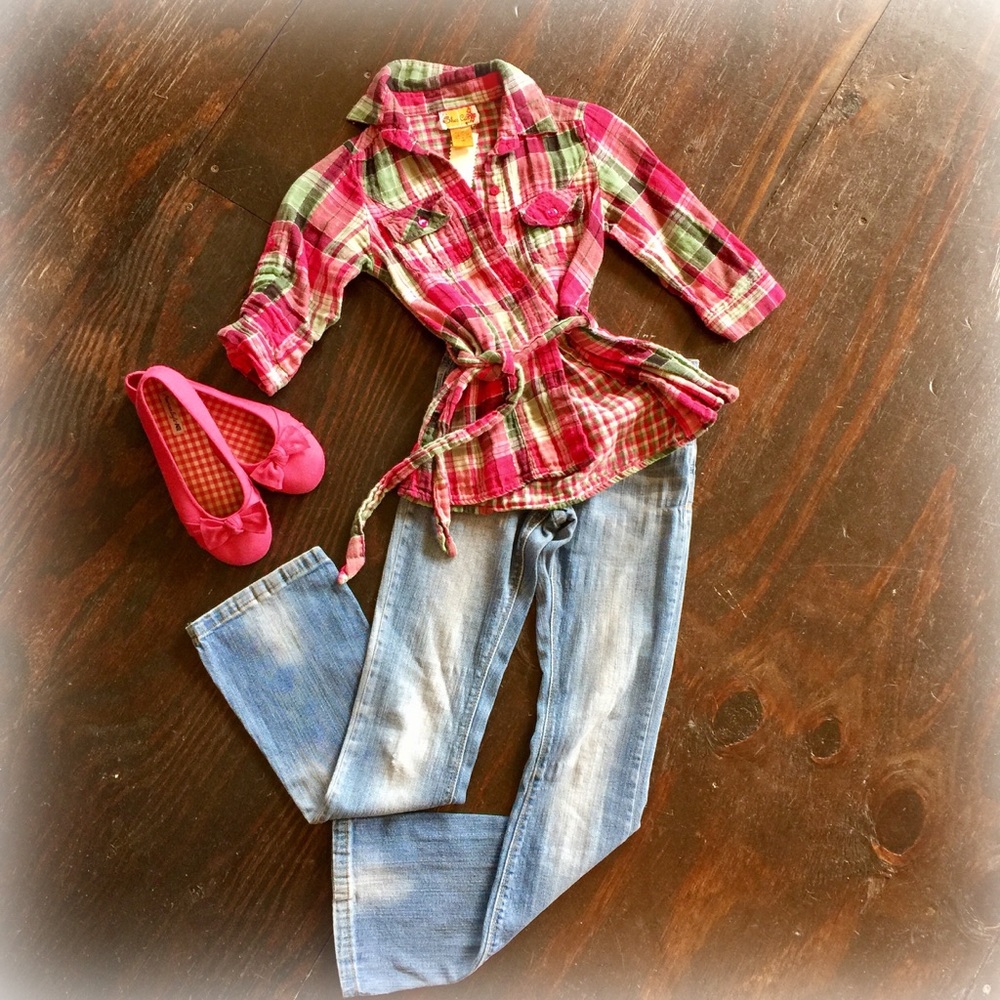 She's Cool cotton plaid blouse