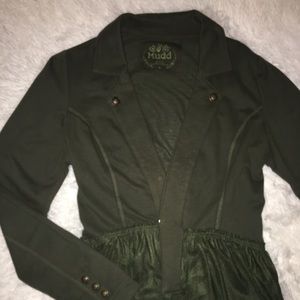 FORREST GREEN CROP BLAZER WITH PEPLUM