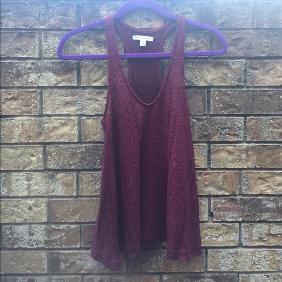 American Eagle Outfitters Tops - Lace Maroon Tank Top