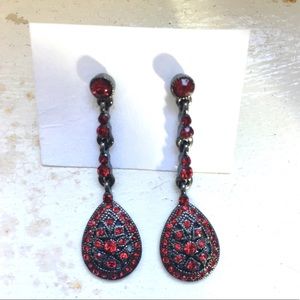 Red gem drop earrings