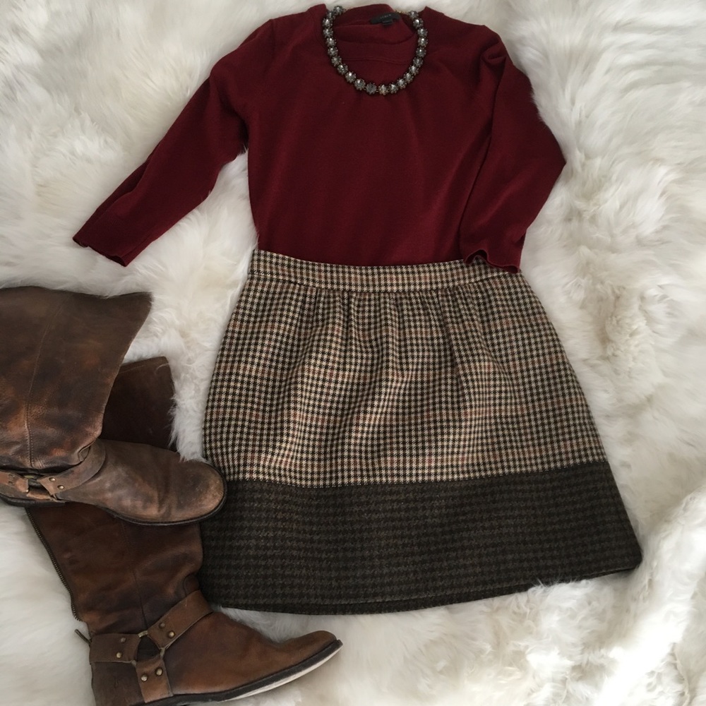 JCrew wool houndstooth mini skirt.