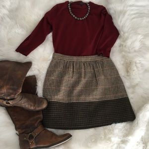 JCrew wool houndstooth mini skirt.