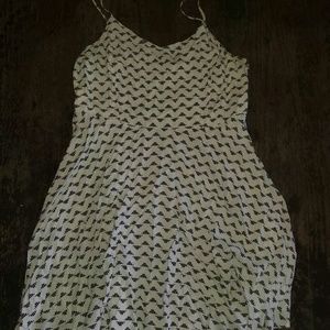 White and black fit and flare dress