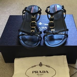 Jeweled Patent Leather Prada Sandals