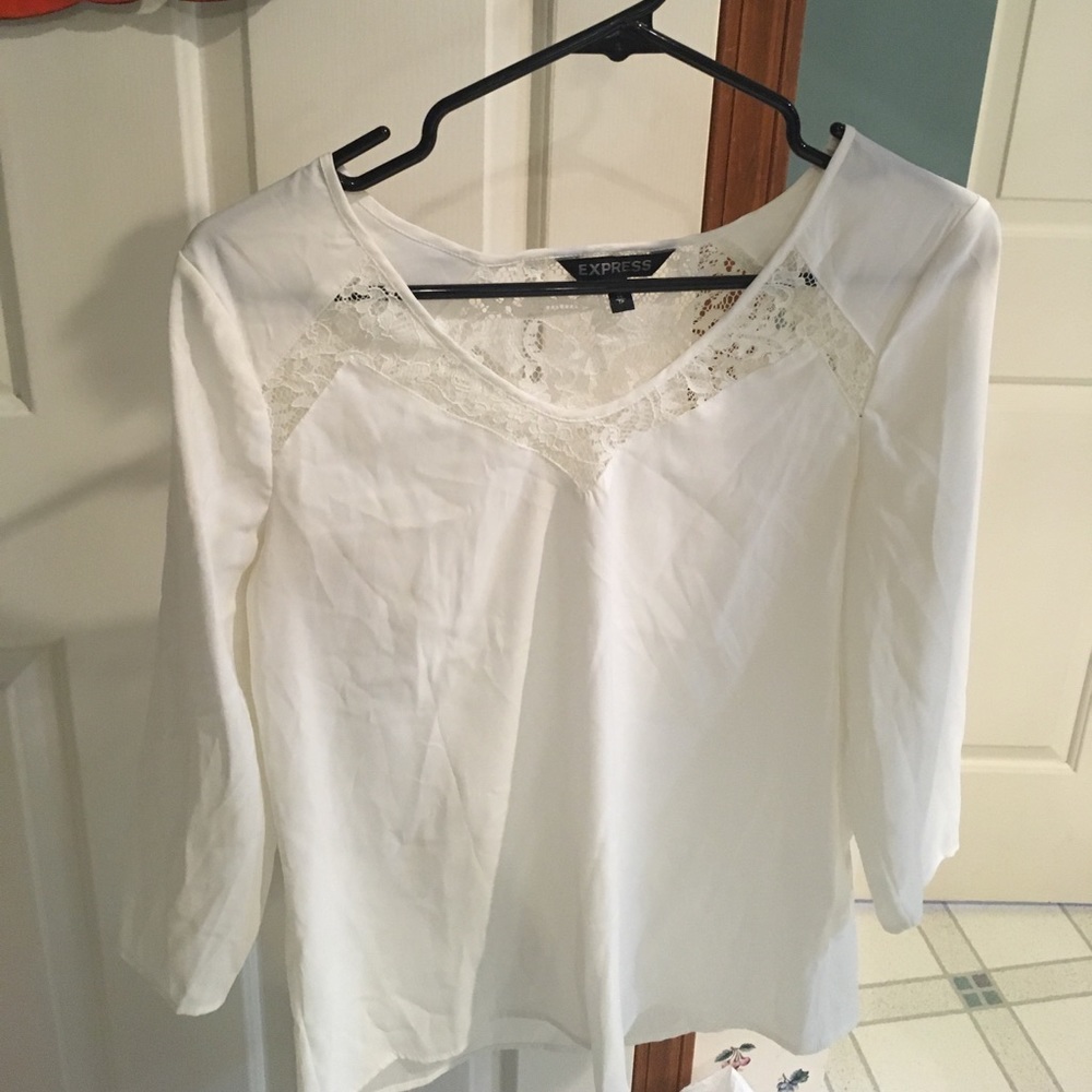 Silky white blouse with lace