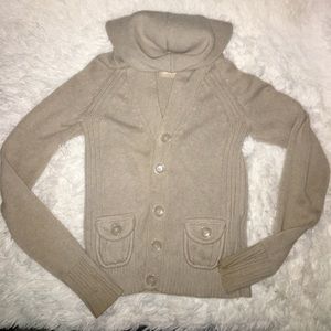 🛍TAN KNIT BUTTON UP CARDIGAN WITH HOOD