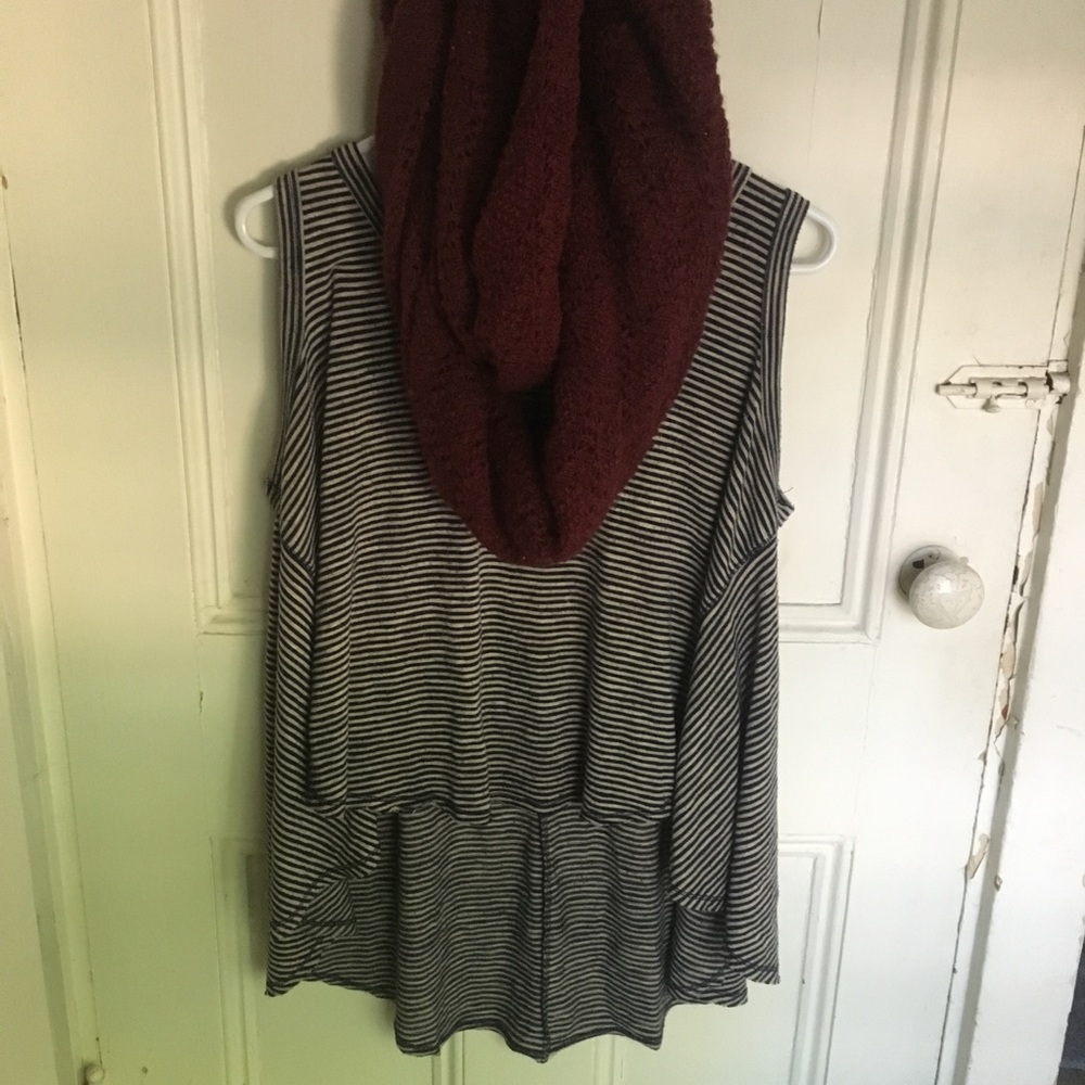 Navy and tan stripe tank