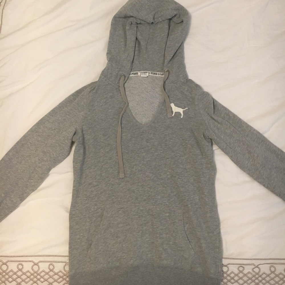 PINK grey pull over hoodie