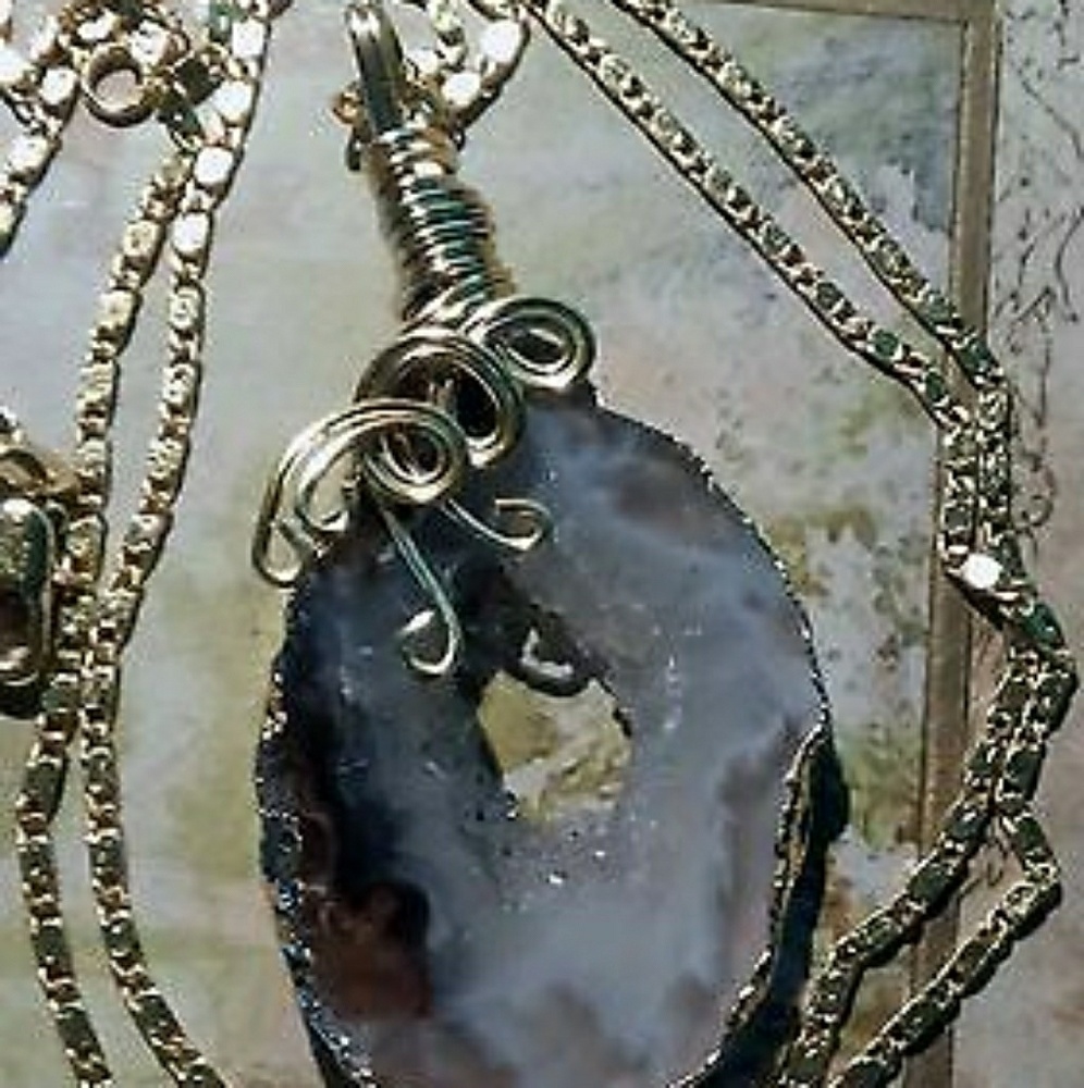 Wire Wrapped Occo Geode Pendant