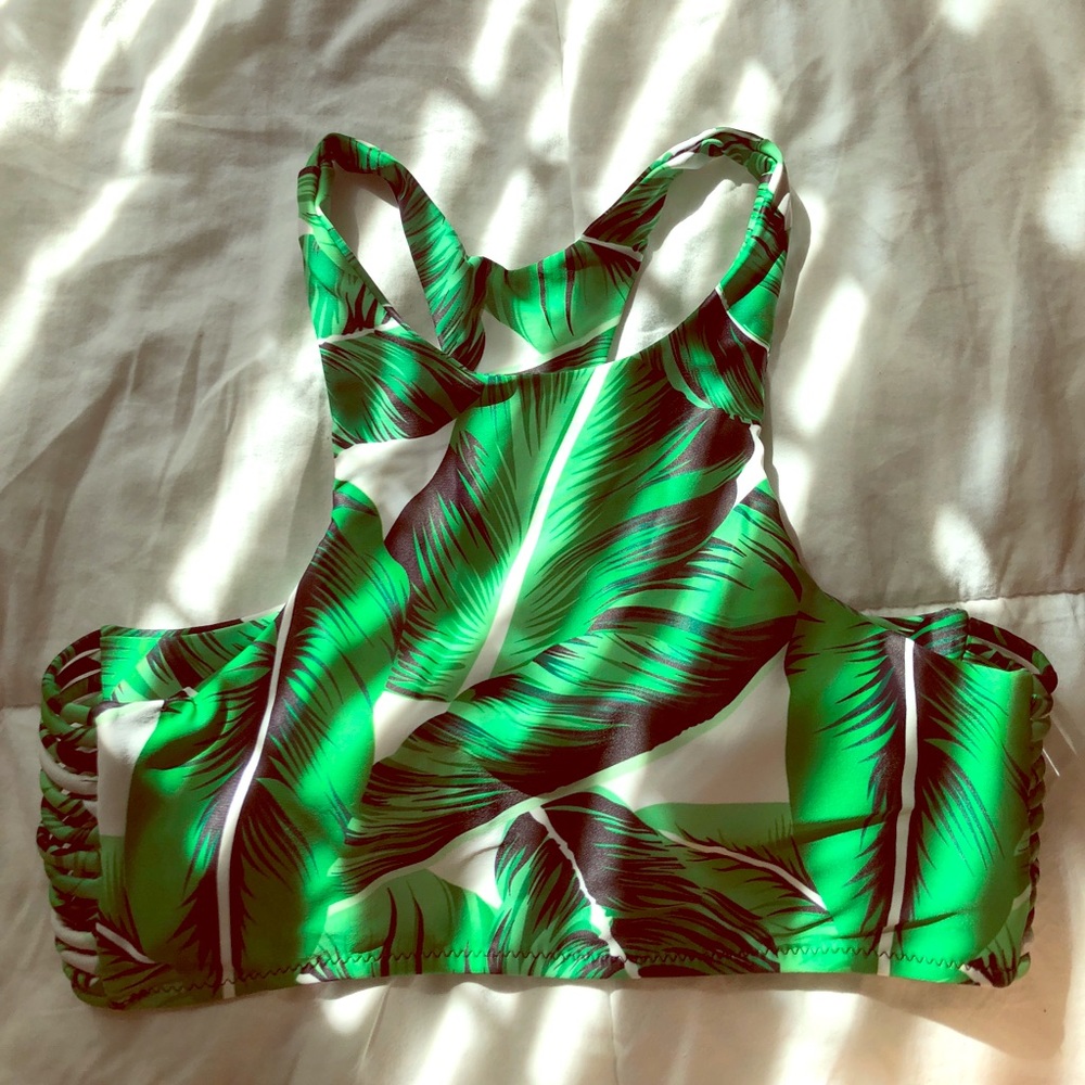 Cupshe banana leaf palm print high neck bikini top