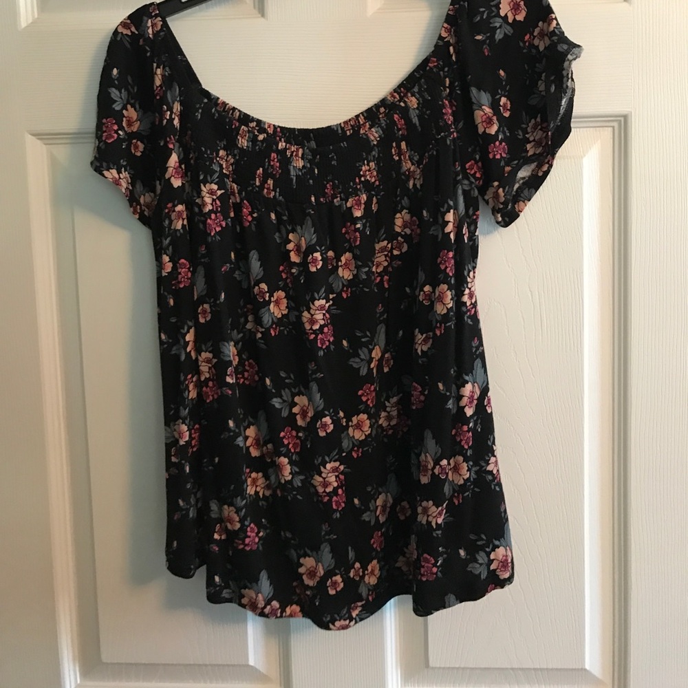 Off shoulder flowy floral top