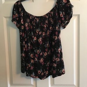 Off shoulder flowy floral top