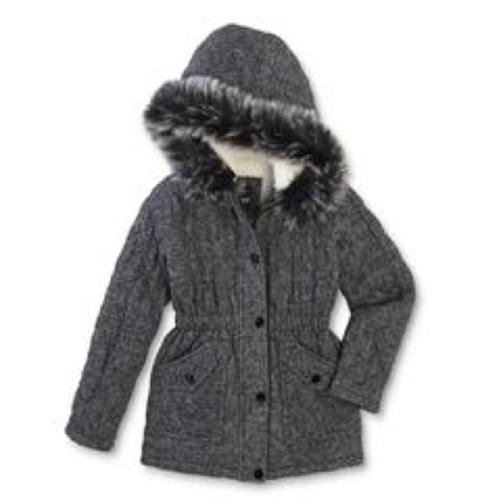 NWT Gray Sears knit with Faux Fur Coat