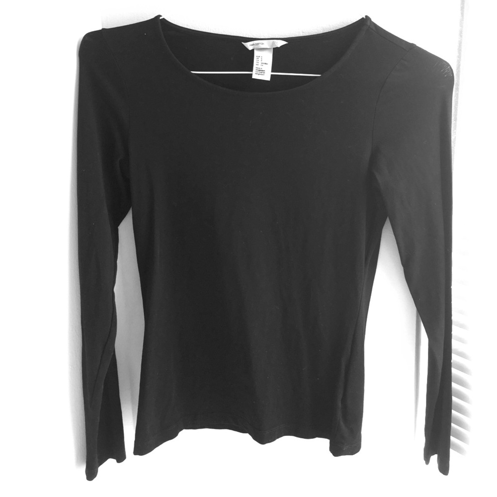 Classic black pima cotton long sleeve tee
