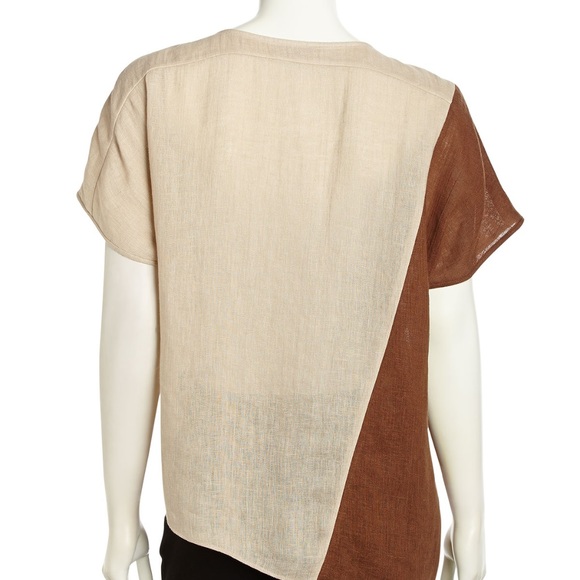 Lafayette 148 New York Enya Two-Tone Linen Top NWT - Picture 3 of 3