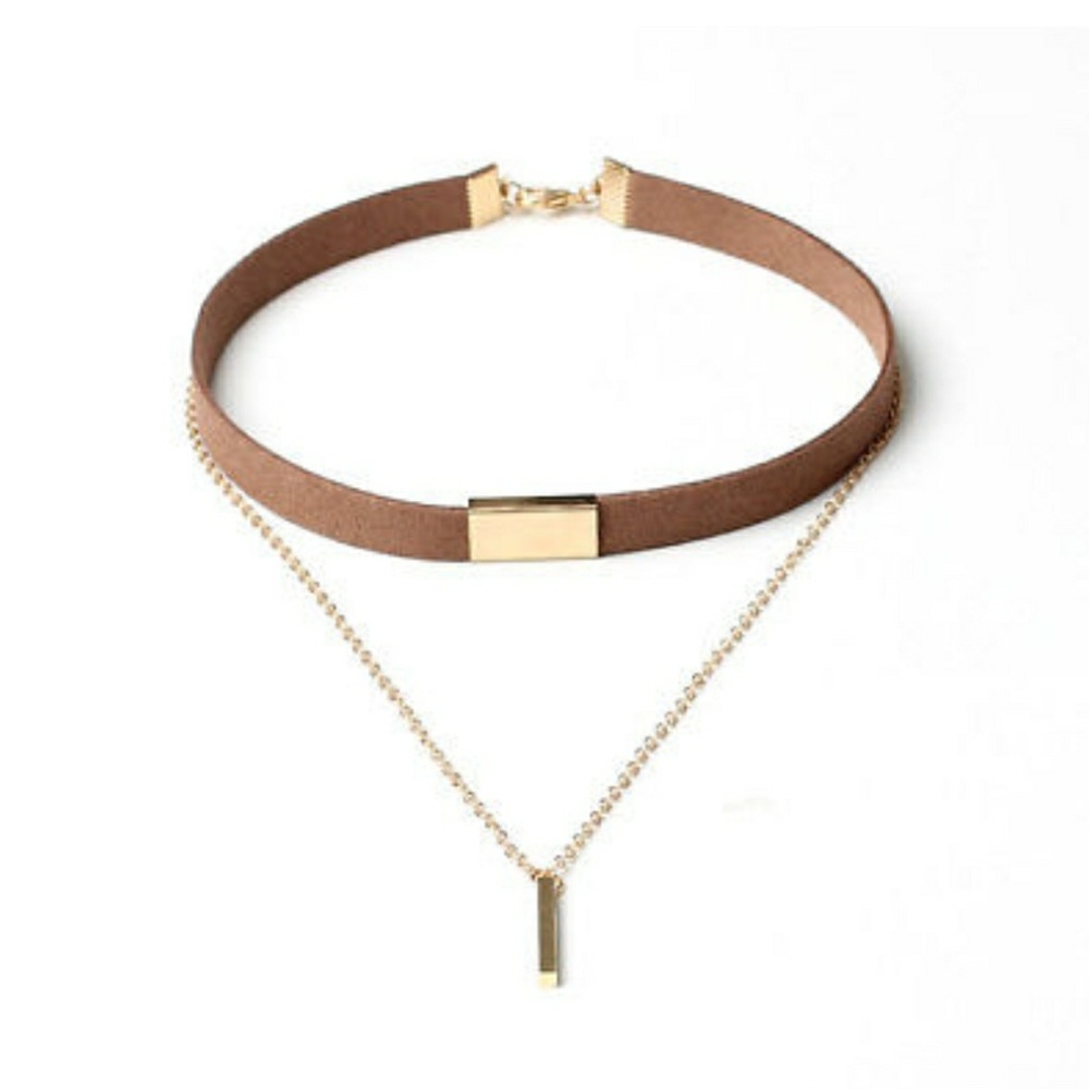 3 FOR $15 ♦️ Suede Brown Choker Gold Plated Chain