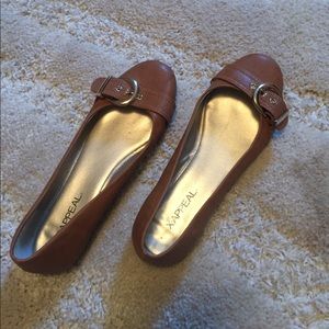 X Appeal Brown Buckle Flats