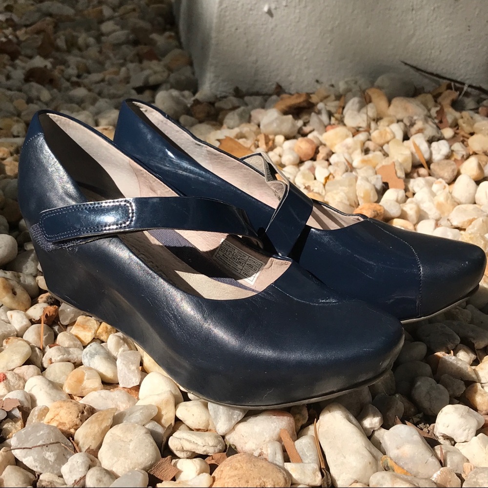 Navy wedge Mary Janes