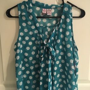 Shear polka dot sleeveless top