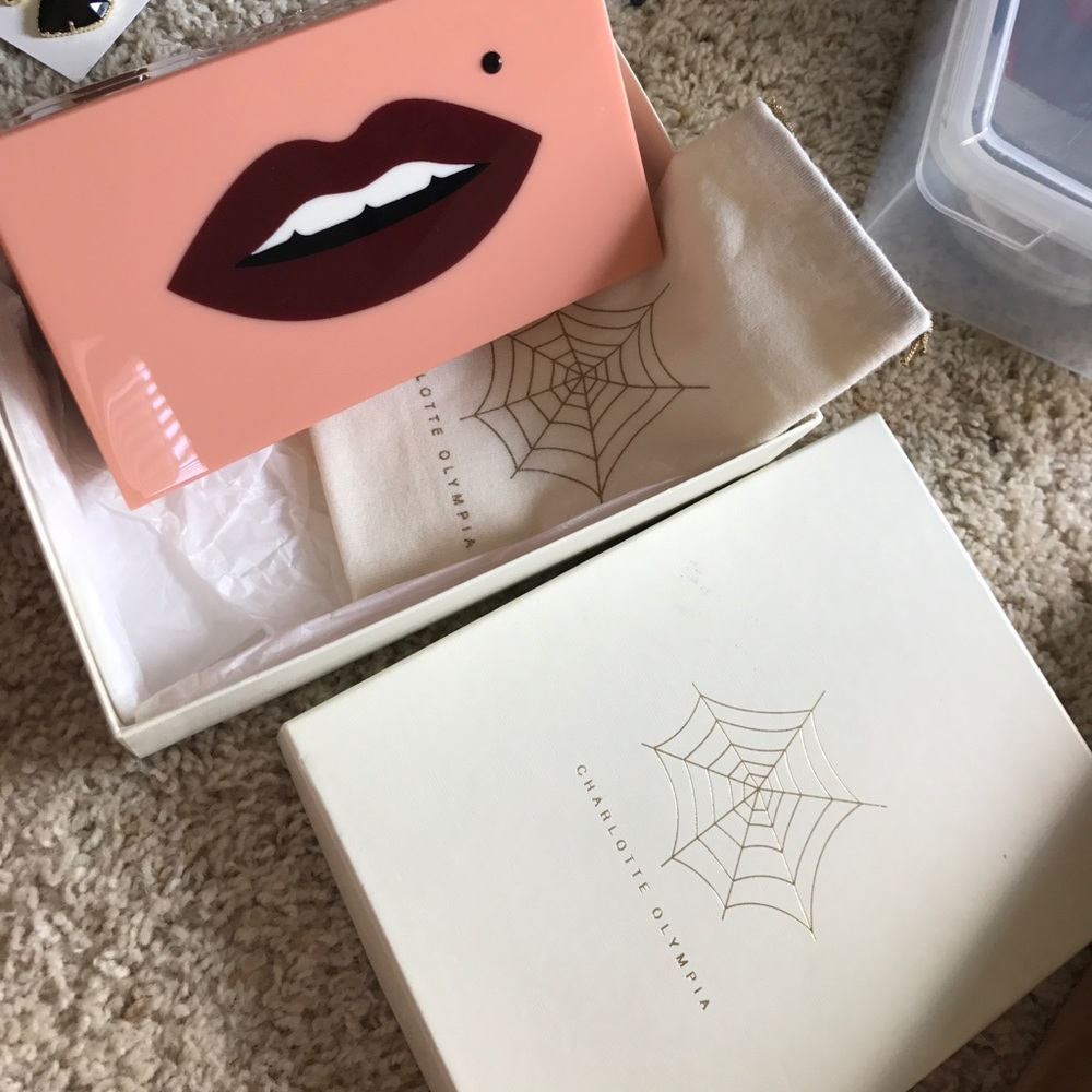 Charlotte Olympia Pandora Kiss Me Clutch 2xHP NWT