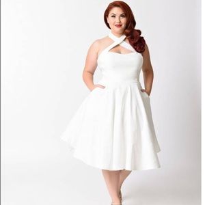 50s Style Criss Cross Halter Flare Rita Dress