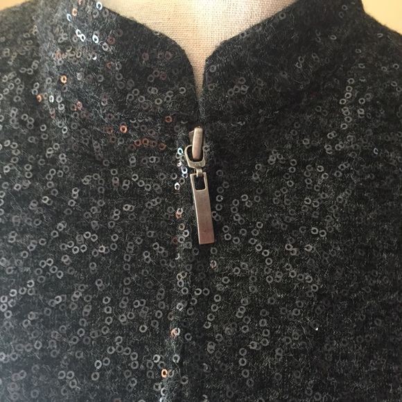 REDUCED! NWOT INC Gray Wool Sequined Peplum Jacket - Picture 2 of 8