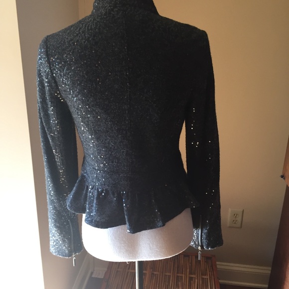 REDUCED! NWOT INC Gray Wool Sequined Peplum Jacket - Picture 5 of 8